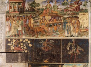 Triumph of Jupiter and Cybele and Sign of Lion, scenes from Month of July, Hall of Months, Palazzo Schifanoia, Ferrara, Italy