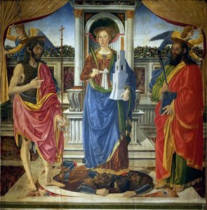 Saint Barbara with Saints John the Baptist and Matthew by Cosimo di Lorenzo Rosselli