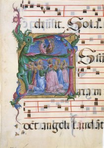 Manuscript Illumination with the Assumption of the Virgin in an Initial A