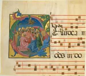 Manuscript Illumination with the Assumption of the Virgin in an Initial G