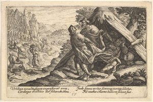 Drunkenness of Noah: Shem and Japheth Cover the Naked Body of Noah, Who Lies in a Tent by Crispijn de Passe I