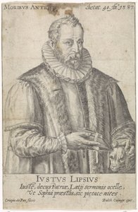 Portrait of Justus Lipsius (Moribvs Antiqvis) (title on object) by Crispijn van de Passe (I)