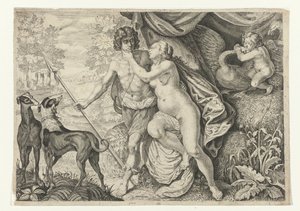 Venus and Adonis (Metamorphoses of Ovid) by Crispijn van de Passe (II) (attributed to)