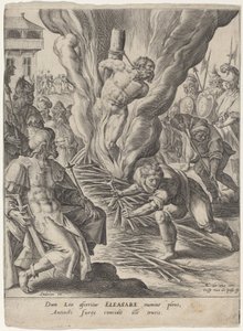 Eleazar Burned by Antiochus by Crispijn van de Passe I after Maarten de Vos