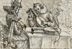 Youth playing a lute by Crispin I de Passe