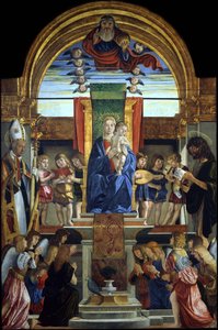 The Virgin and Child Enthroned with God the Father and Saints Hilarius and John the Baptist, 1499 by Cristoforo Caselli