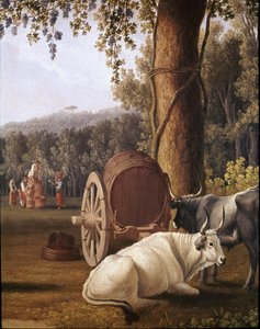 Harvest Near Naples (detail of cows) - Painting by Cristoforo Kneip, Naples, Museo Nazionale di San Martino