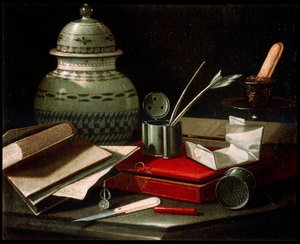 Still Life with Writing Implements by Cristoforo Munari