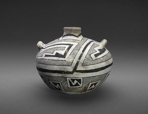 Jar with Stepped and Striped Designs by Culture Mogollon
