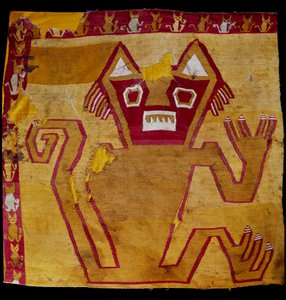 Pre-Columbian Art, Nazca Civilization: Fragment of Fabric with Zoomorphic Representation