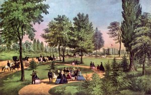 The Drive, Central Park, 1862 by Currier and Ives