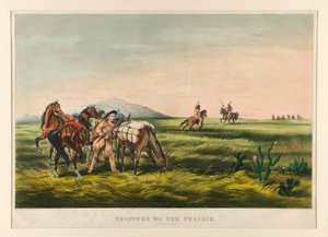 Trappers on the Prairie / Peace or War? by Currier and Ives