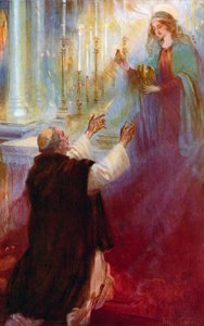 The legend of the Coronation Oil and the Ampulla, The Virgin appearing to Thomas A Becket by Cyrus Cuneo