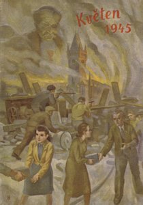 People in Prague helping each other and fighting in May 1945 by Czech School
