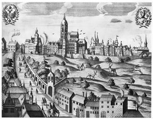 View of Prague showing the Imperial Palace and the College of Theology by Czech School