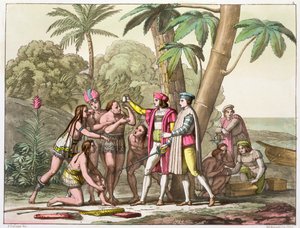Christopher Columbus with Native Americans by DK Bonatti