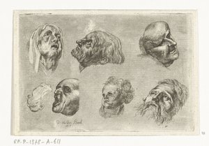 Study Sheet with Seven Heads in Two Rows