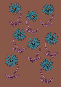 Daisies Repeat Brown Background