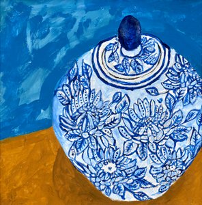 Elegant Blue Floral Jar
