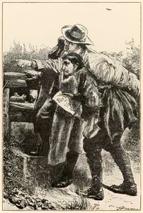 Evangelist points the way (from The Pilgrims Progress by John Bunyan, illustration by Thomas Dalziel)