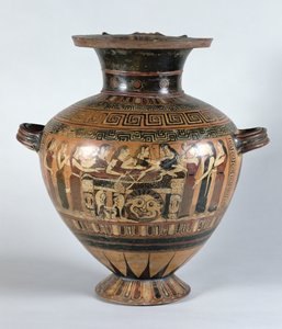 Black-Figure Hydria Depicting the Nereids Mourning Achilles