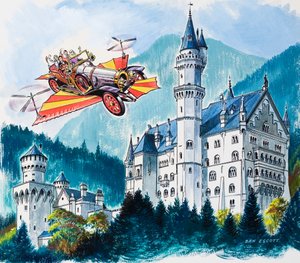 Chitty Chitty Bang Bang Passes by Neuschwanstein in the Bavarian Alps