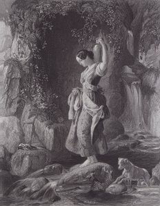 The Nymph of the Waterfall by Daniel (after) Maclise