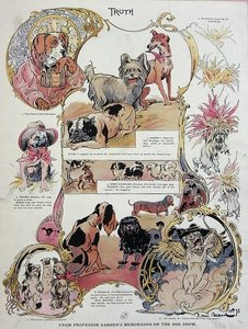 Lighthearted and Humorous Depiction of Dogs at a Dog Show