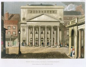 New Theatre Royal, Haymarket, in London, designed by John Nash in 1821, 1826 by Daniel Havell