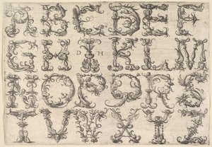 Ornamented Roman Majuscule Alphabet by Daniel Hopfer