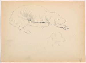Milo (a Pointer), Two Studies, ca. 1862 by Daniel Huntington