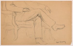 William H. Macy Seated, Lower Body; Verso: Right Hand, 1884 by Daniel Huntington