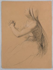 Study of Woman Praying for "Communion of the Sick" by Daniel Huntington