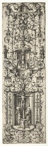 Ornamental fillet with the crucifixion and the virgin and child by Daniel I Hopfer