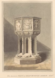 Ancient Font in West Drayton Church, Middlesex by Daniel Lysons
