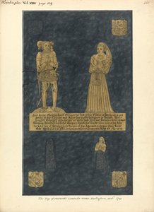 Brass Plate for Gregory Lovell and his Wife Anne, Daughter of David Bellingham, Harlington Church by Daniel Lysons