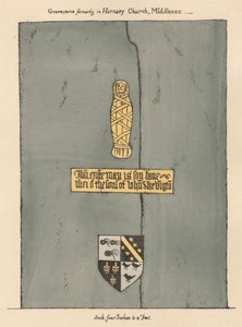 Brass Plate for John Skevington from Hornsey Church by Daniel Lysons