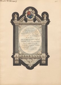 Memorial to Humphry Primat, Nathaniel and Ann Primat from Hampton Church