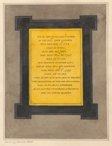 Memorial to John and Ann Goodwin and Mathew their son from Bedfont Church by Daniel Lysons