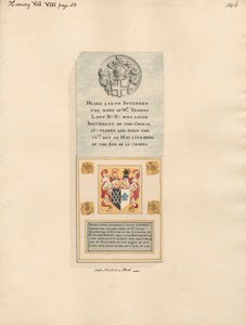 Memorial to Thomas Lant and Robert Harington from Hornsey Church by Daniel Lysons