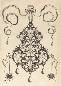 Large Pendant, Lower Left and Right Two Bunches of Grass and Fruit by Daniel Mignot