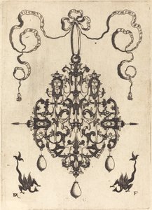 Large Pendant, Two Fantasy Creatures with Long Tails at Bottom by Daniel Mignot
