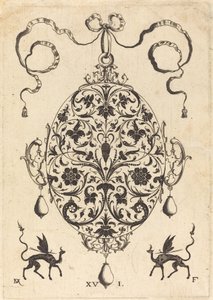 Large Pendant, Upright Oval with Floral Ornament