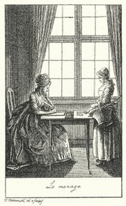 Running the Household (engraving) by Daniel Nikolaus (after) Chodowiecki