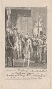 Audience of the Turkish Envoy, Sheet 8 of the Series "Older, Middle and Newer History" by Daniel Nikolaus Chodowiecki