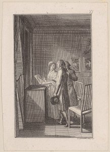 Lady Gifts Her Travel Companion with Her Self-Drawn Portrait at Farewell by Daniel Nikolaus Chodowiecki