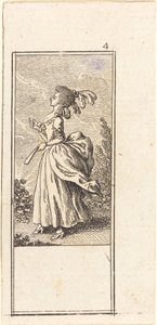 Girl with Fan, Facing Left by Daniel Nikolaus Chodowiecki