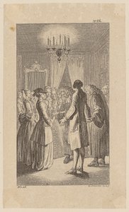 Miss West in the Room of Comus, Agrees to the Marriage Settlement, Plate 16 from 