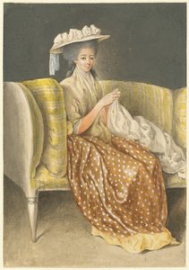 Portrait of a Lady Sewing by Daniel Nikolaus Chodowiecki