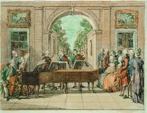 The concert, coloured engraving from Basedows Elementarwerk